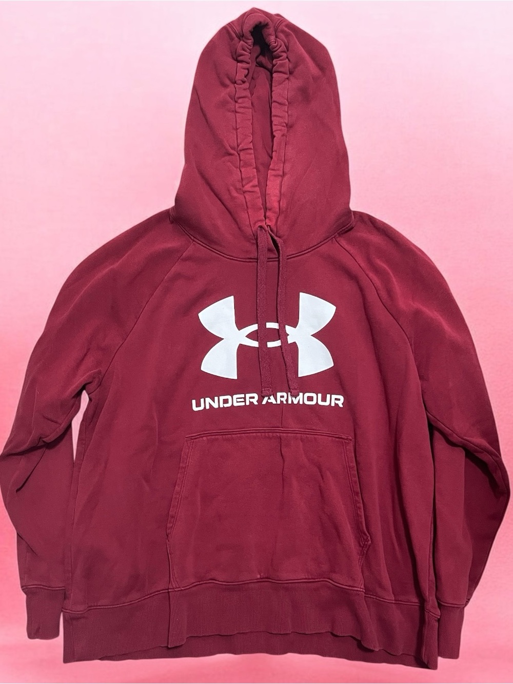 Under Armour Women’s Maroon Pullover Hoodie with White Logo